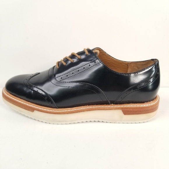 Massimo Dutti Women's Wingtip Oxford shoe. Black Size EU-38 US-7.5 - Picture 4 of 11